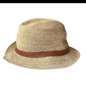 Sunday Afternoons Trinidad Raffia Adjustable Hat with Brown Leather Band, OS